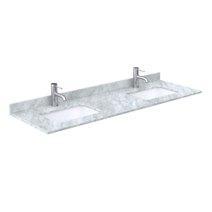 Wyndham Collection 66 in. Double Sink Bathroom Vanity Top in White Carrara Marble