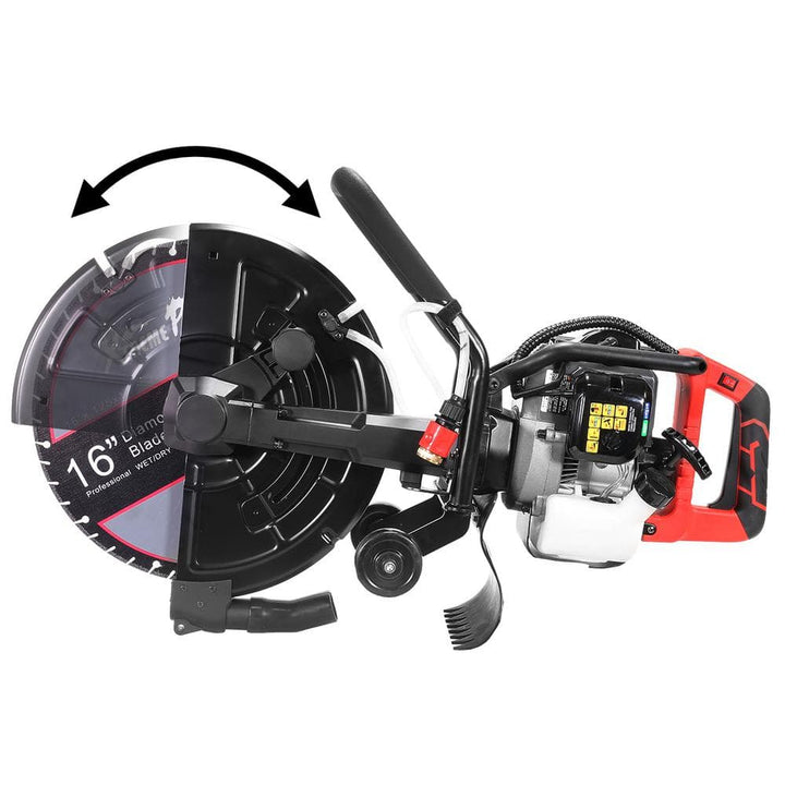 XtremepowerUS 16 in. x 10 in. W Gas Concrete Cut Off Saw Cutter 52cc 2-Stroke Engine Guide Roller with Blade