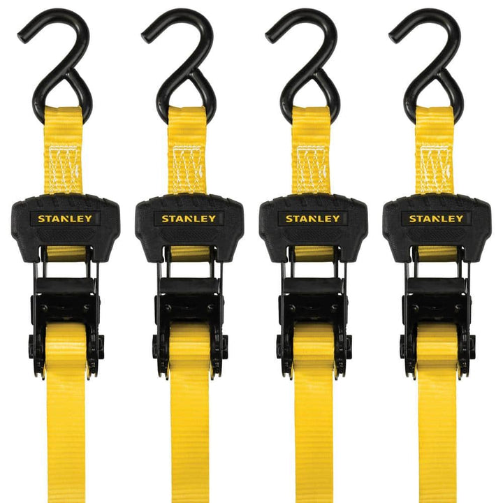 STANLEY 1.25 in. x 16 ft., 3000 lb Break Strength Ratchet Straps, 4-Pack