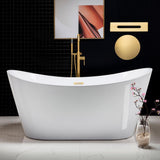 Ravella 67 in. Acrylic Flat Bottom Double Slipper Soaking Bathtub with Chrome Drain and Overflow Included in White - Super Arbor