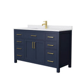 Beckett 54 in. W x 22 in. D Single Vanity in White with Cultured Marble Vanity Top in Carrara with White Basin - Super Arbor