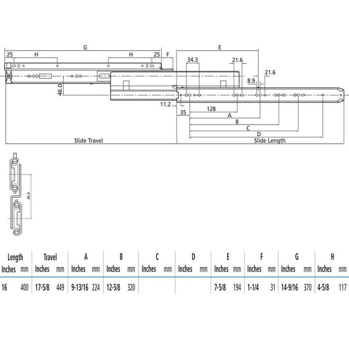 16 in. Zinc Side Mount Progressive Heavy-Duty Drawer Slides