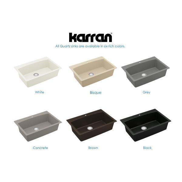 Drop-In Quartz Composite 33 in. 1-Hole Single Bowl Kitchen Sink in Black - Super Arbor