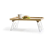 Nature Stainless Oak Bed Tray with Stainless Steel Folding Legs, 19 5/8in x 11 7/18 in x 9 5/8 in