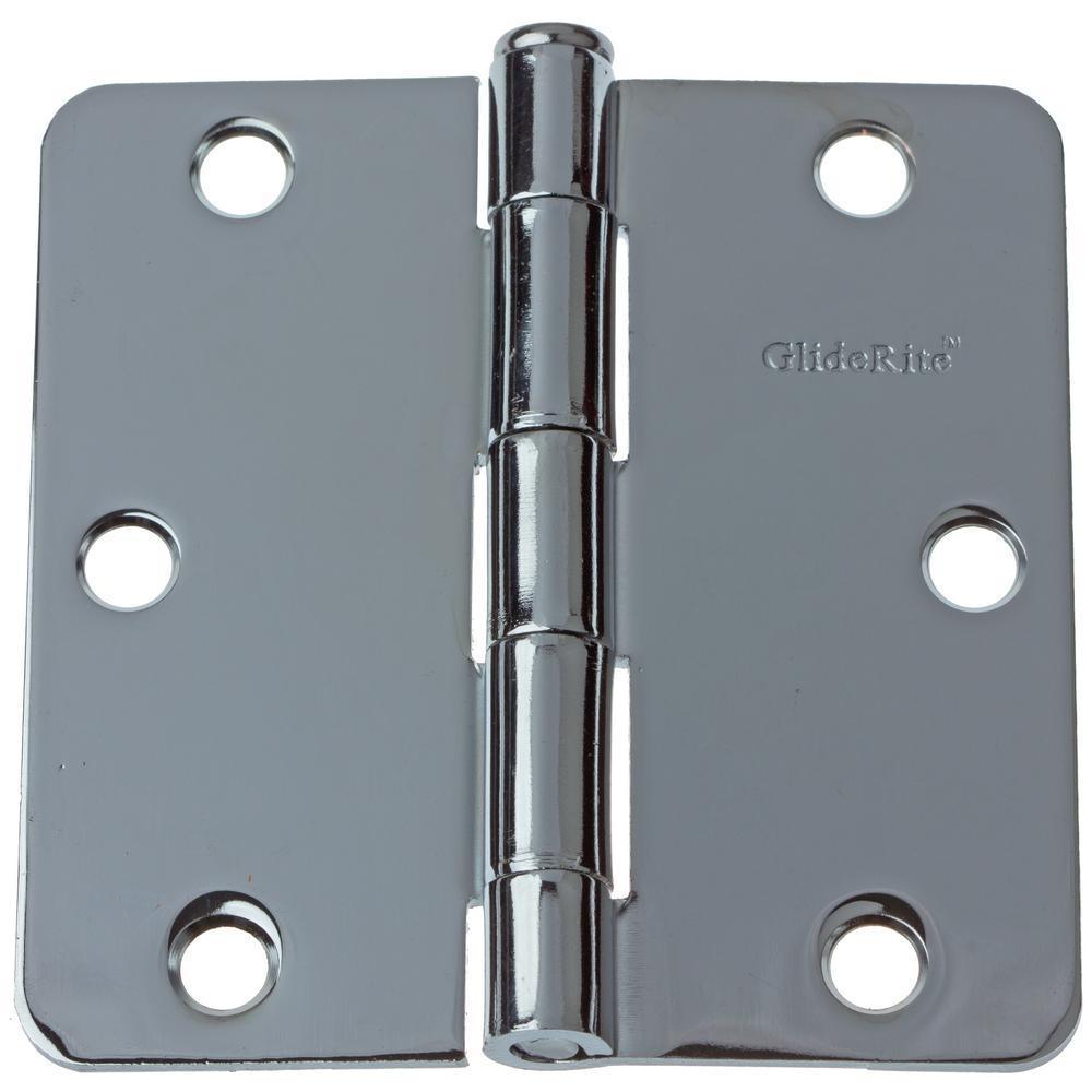 GlideRite 3-1/2 in. Polished Chrome Steel Door Hinges, 1/4 in. Corner Radius, with Screws (24-Pack)