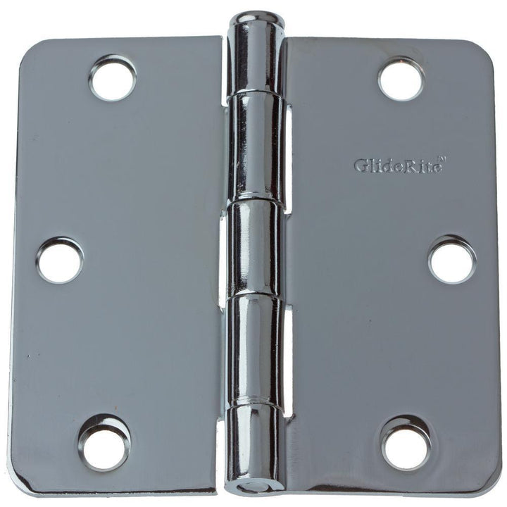 GlideRite 3-1/2 in. Polished Chrome Steel Door Hinges, 1/4 in. Corner Radius, with Screws (24-Pack)