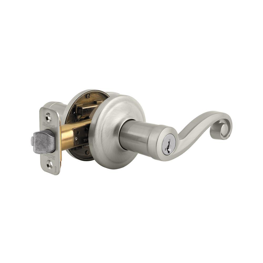 Lido Satin Nickel Entry Door Lever Featuring SmartKey Security - Super Arbor