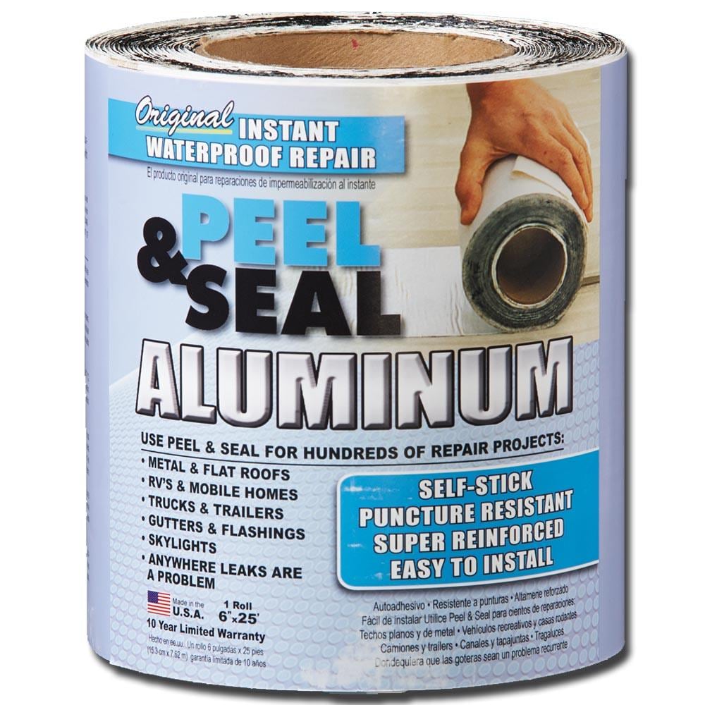 Peel & Seal Instant Waterproof Repairs Aluminum Self-Adhesive Roll Flashing, Silver, 6-in x 25-ft