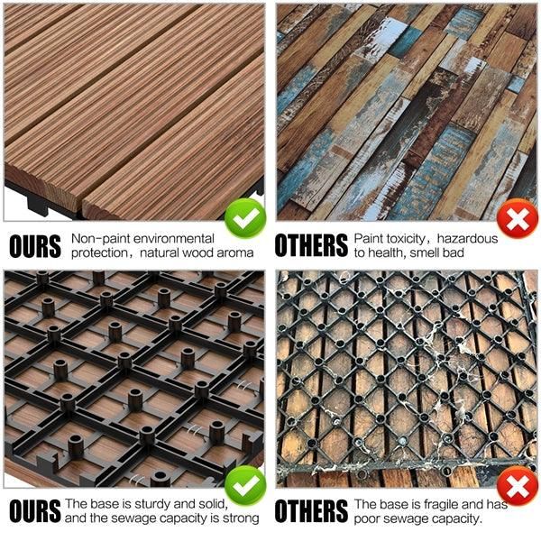 Yaheetech 12x 12''Patio Pavers Decking Flooring Deck Tiles Interlocking Wood Patio Tiles Pack of 11 Tiles For Patio Garden Deck Poolside Indoor and Outdoor，Indoor and Outdoor