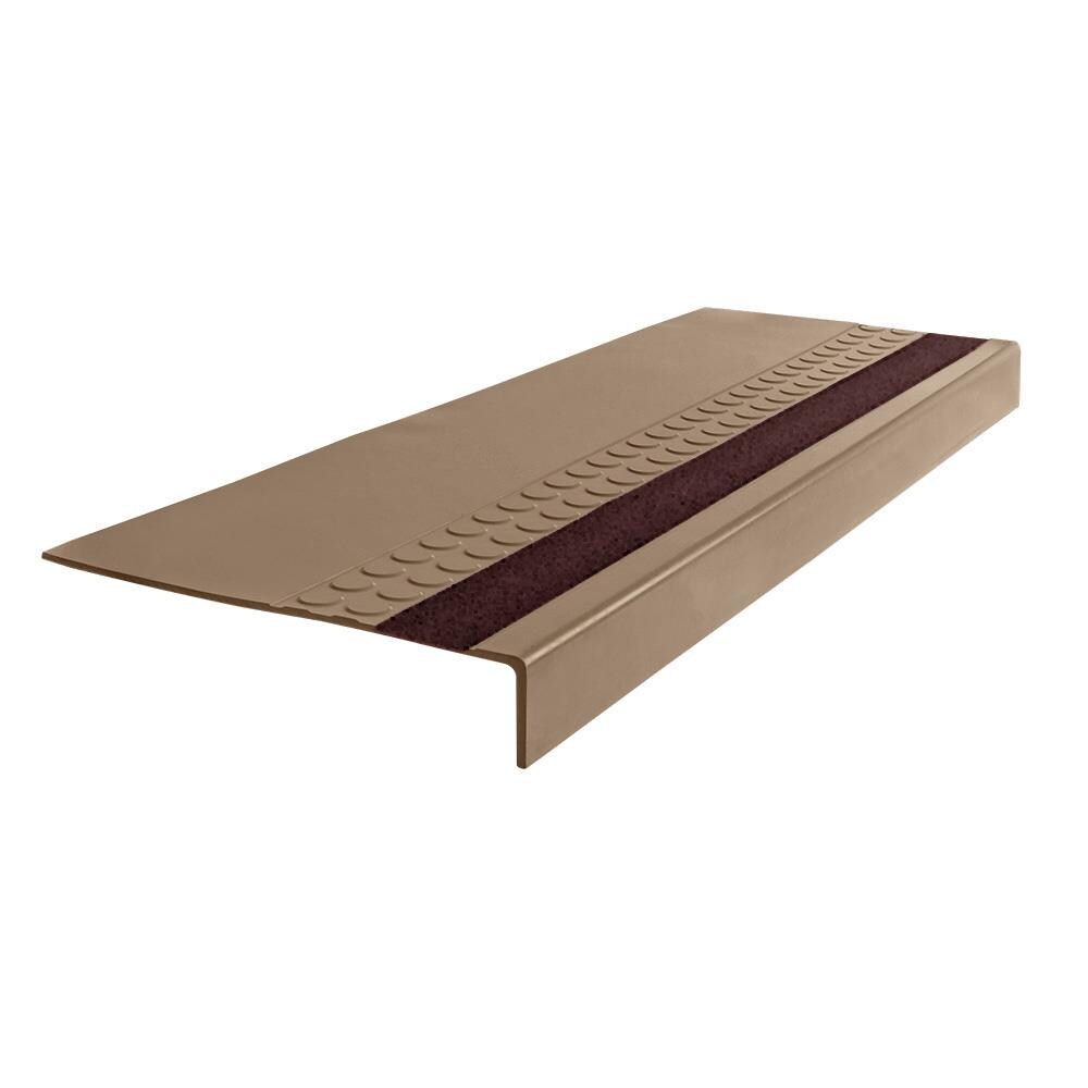 Flexco #575 Series 12-in x 48-in Cappuccino Stair Tread with Brown Grit Strip
