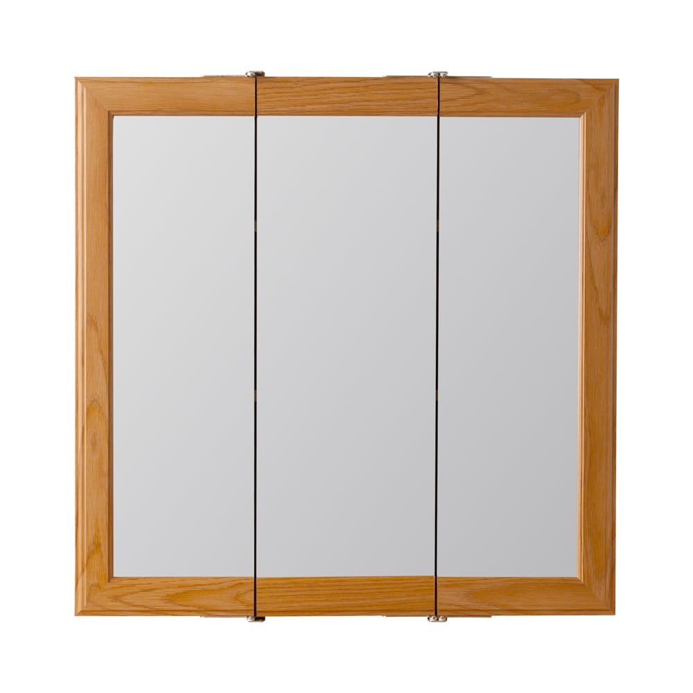 Project Source 24.25-in x 24-in Surface Mount Oak Mirrored Medicine Cabinet