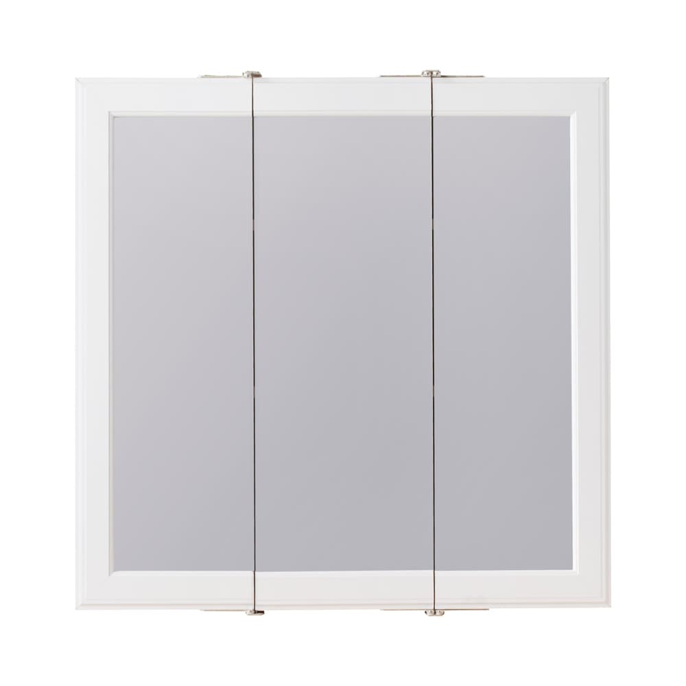Project Source 24.25-in x 24-in Surface Mount White Mirrored Medicine Cabinet