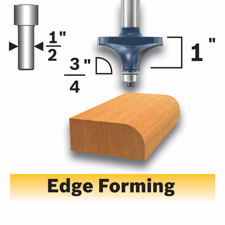Bosch 3/4-in Carbide-Tipped Roundover Router Bit, 1/2-in Shank