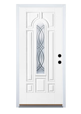 Therma-Tru Benchmark Doors TerraCourt 36-in x 80-in Fiberglass Center Arch Lite Left-Hand Inswing Ready to Paint Unfinished Prehung Single Front Door with Brickmould