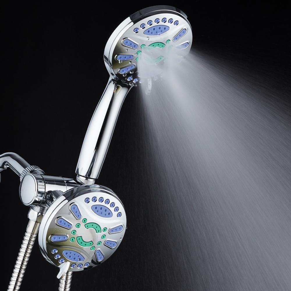 Antimicrobial 48-Spray 4.3 in. High Pressure 3-Way Dual Shower Head and Handheld Shower Head Combo in Chrome - Super Arbor