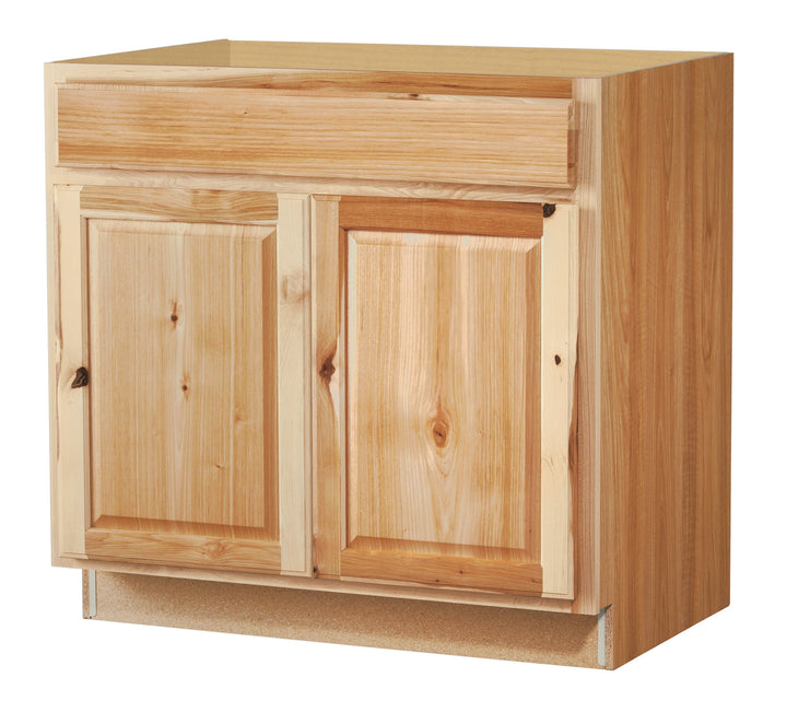 Diamond NOW Denver 36-in W x 35-in H x 23.75-in D Natural Rustic Hickory 1-Drawer Base Fully Assembled Cabinet (Raised Panel Square Style)