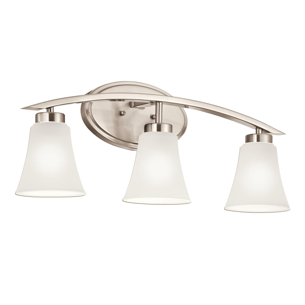 Portfolio Lyndsay 23-in 3-Light Satin Nickel Transitional Vanity Light Bar