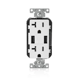 Decora 20 Amp 125-Volt Combination Duplex Outlet and USB Outlet, White - Super Arbor