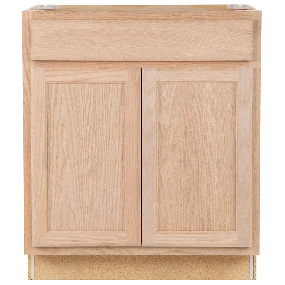 Project Source Oak Brook 30-in W x 35-in H x 23.75-in D Unfinished Oak Sink Base Cabinet, Fully Assembled