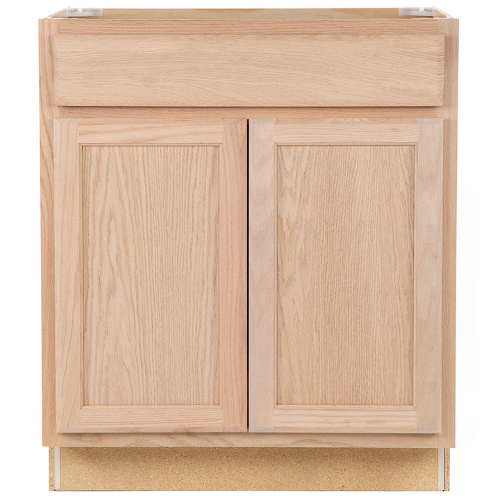 Project Source Oak Brook 30-in W x 35-in H x 23.75-in D Unfinished Oak Sink Base Cabinet, Fully Assembled
