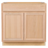 Project Source Oak Brook 36-in W x 35-in H x 23.75-in D Unfinished Oak Door and Drawer Base Cabinet, Fully Assembled