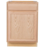 Project Source Oak Brook 24-in W x 35-in H x 23.75-in D Unfinished Oak Door and Drawer Base Cabinet, Fully Assembled