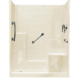 60 in. x 33 in. x 77 in. Freedom Low Threshold 3-Piece Shower Kit in White with Chrome Package Right Seat and Left Drain - Super Arbor