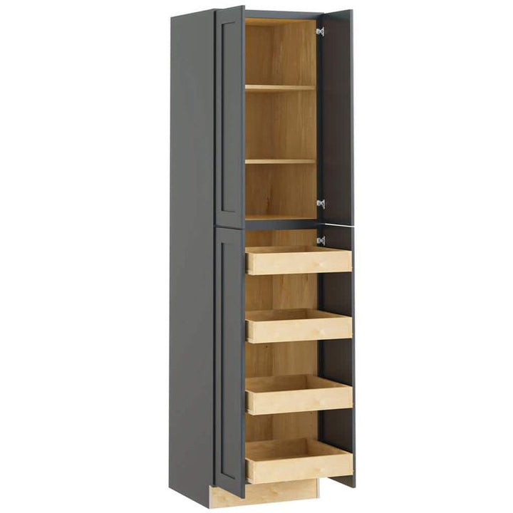 Home Decorators Collection Newport 24 in. W x 24 in. D x 96 in. H Assembled Plywood Pantry Kitchen Cabinet in Deep Onyx with 4ROT Soft Close