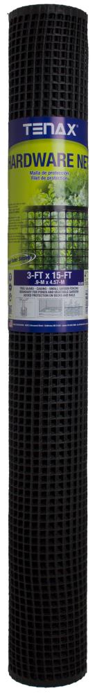 Tenax Black HDPE Hardware Cloth Rolled Fencing 15ft x 3ft - 1/2-inch Mesh
