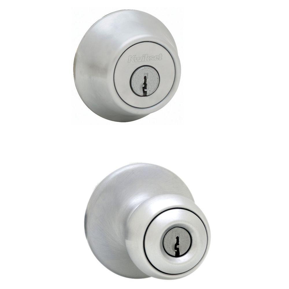 Polo Satin Nickel Single Cylinder Entry Door Knob Lock Deadbolt Combo Pack with Microban Antimicrobial Technology - Super Arbor