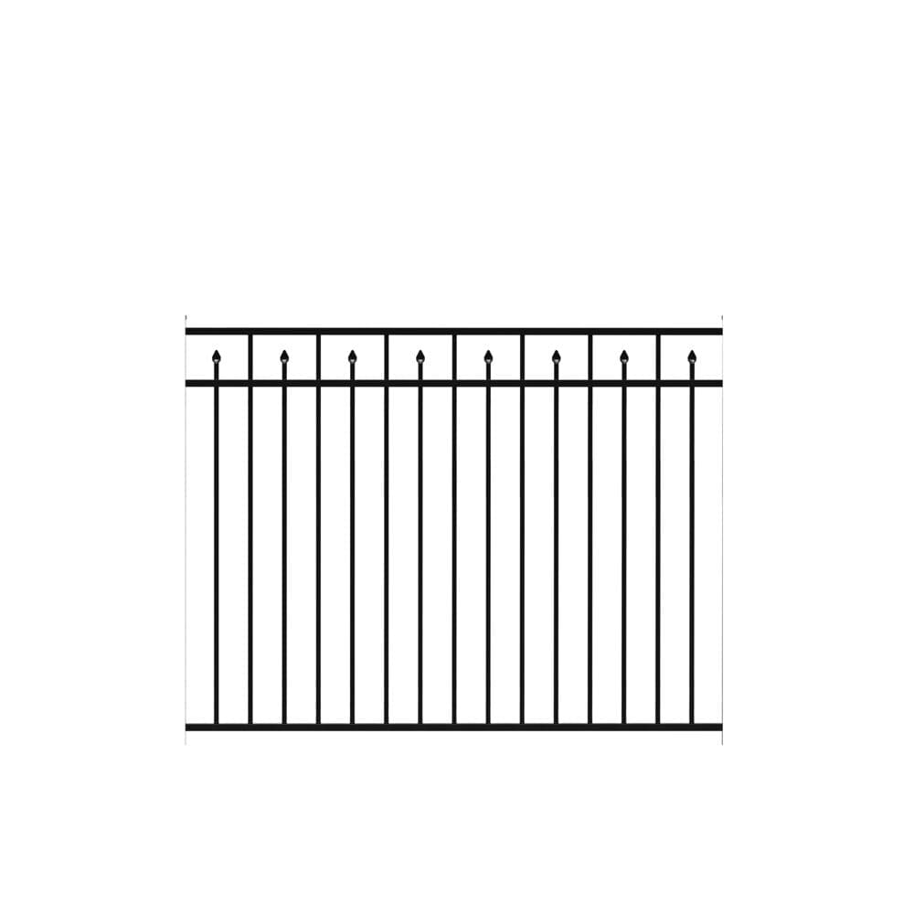 Freedom Concord 6-ft W Black Aluminum Spaced Picket Flat-top Decorative Fence Panel