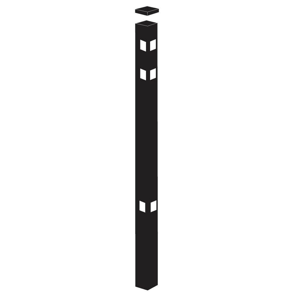Freedom Providence 6-ft H x 2-in W Black Aluminum Spaced Picket Pressed-point Decorative Corner Fence Post