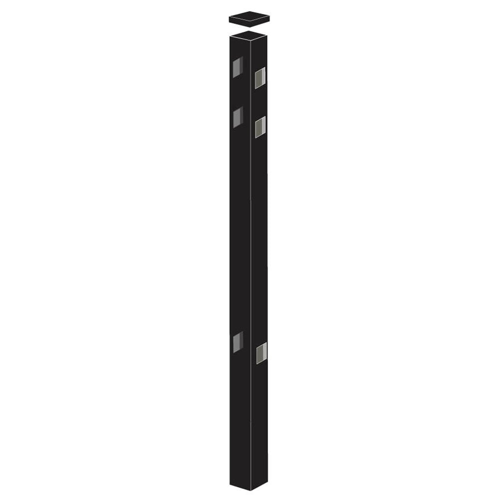 Freedom Concord/New Haven 6-ft H x 2-in W Black Aluminum Spaced Picket Flat-top Decorative Line Fence Post