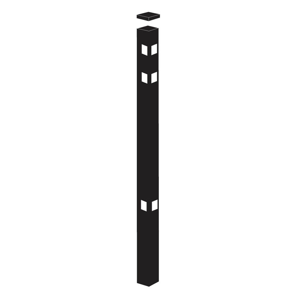 Freedom Concord/New Haven 6-ft H x 2-in W Black Aluminum Decorative Corner Fence Post