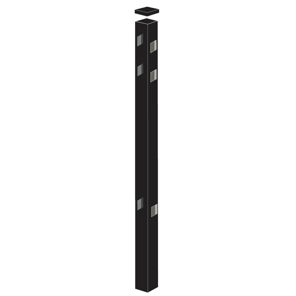 Freedom Concord/New Haven 7-ft H x 2-in W Black Aluminum Spaced Picket Flat-top Decorative Line Fence Post