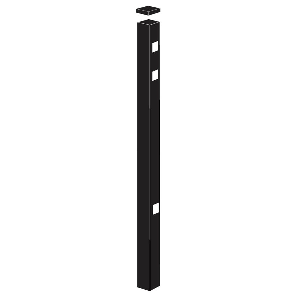 Freedom Concord/New Haven 7-ft H x 2-in W Black Aluminum Decorative End Fence Post