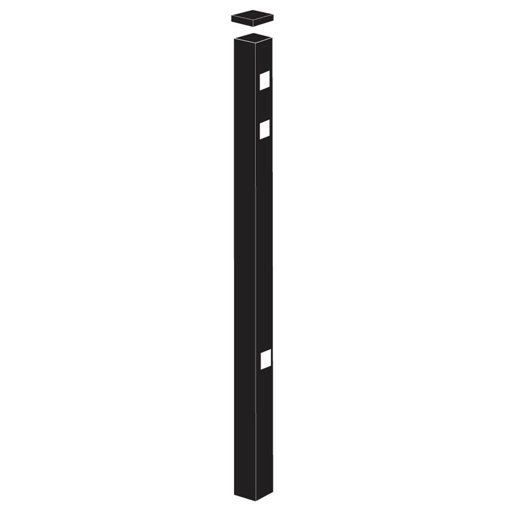 Freedom Concord/New Haven 7-ft H x 2-in W Black Aluminum Spaced Picket Flat-top Decorative Gate Fence Post