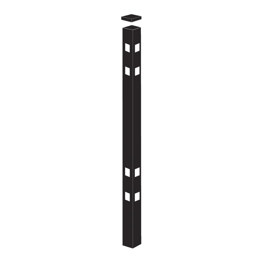 Freedom Providence 9-ft H x 2-in W Black Aluminum Spaced Picket Pressed-point Decorative Corner Fence Post