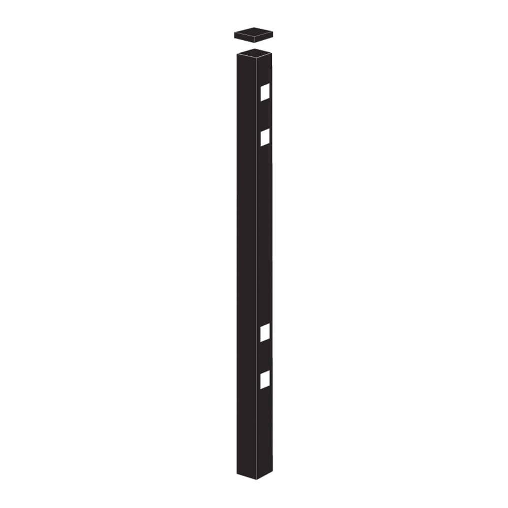 Freedom Providence 9-ft H x 2-in W Black Aluminum Spaced Picket Pressed-point Decorative End Fence Post