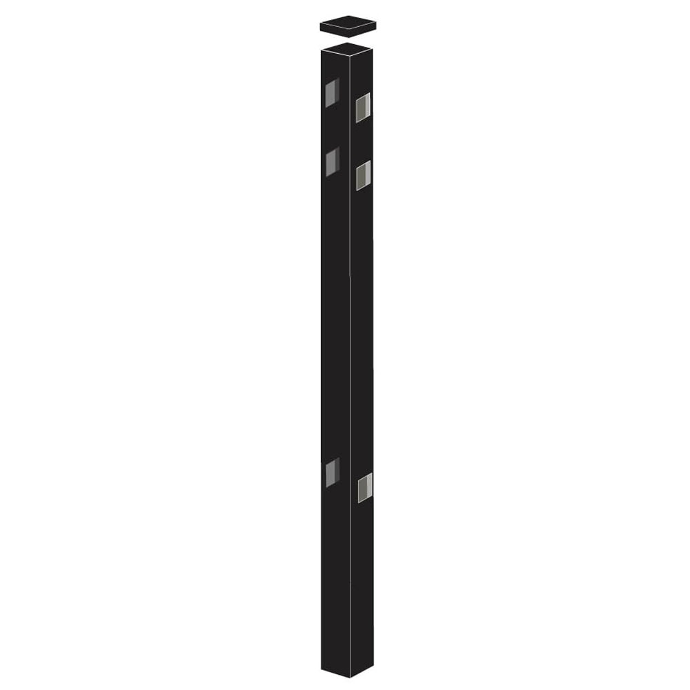 Freedom Providence 7-ft H x 2-in W Black Aluminum Spaced Picket Pressed-point Decorative Line Fence Post
