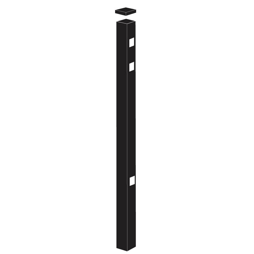 Freedom Providence 7-ft H x 2-in W Black Aluminum Spaced Picket Pressed-point Decorative End Fence Post