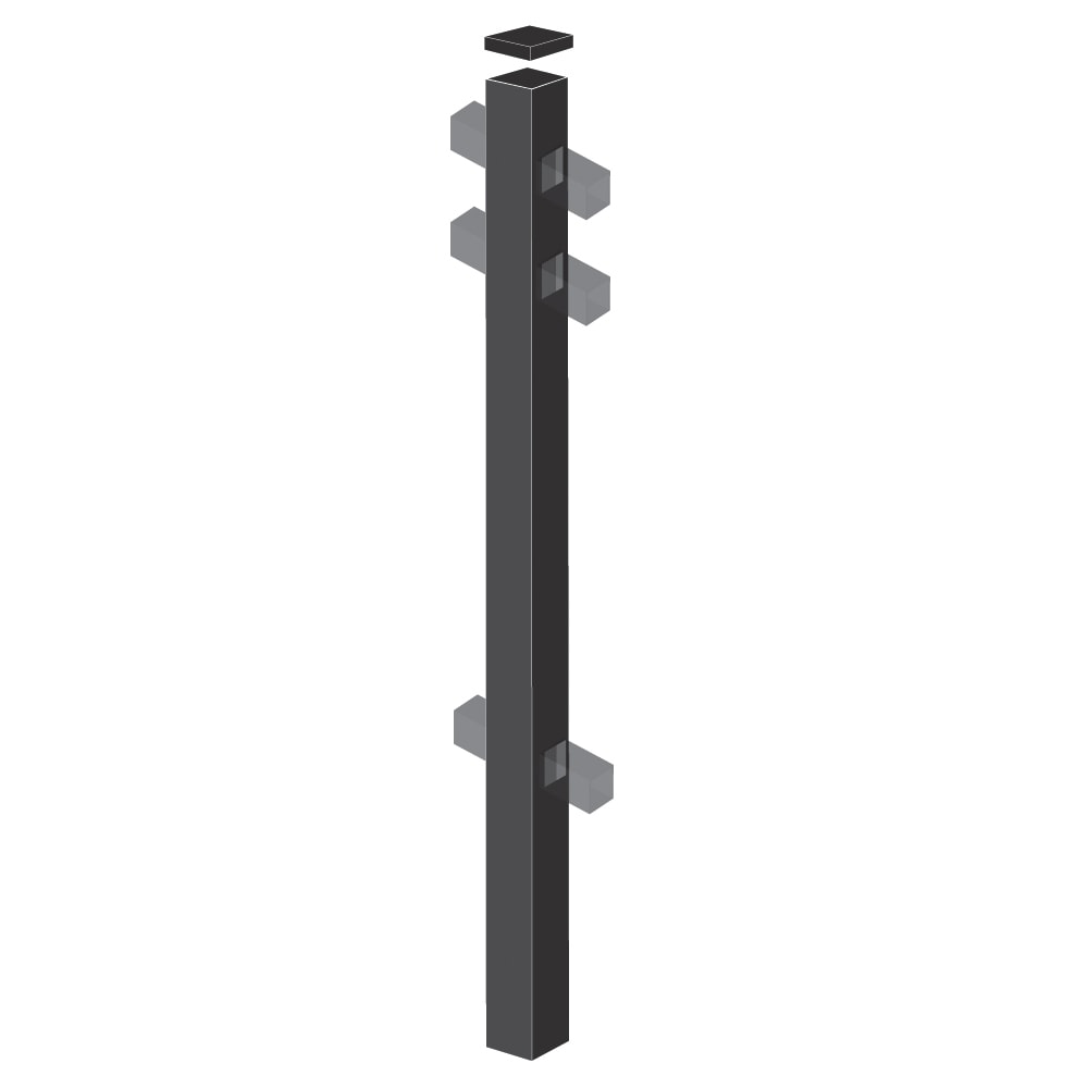 Freedom Providence 7-ft H x 2-in W Black Aluminum Spaced Picket Pressed-point Decorative Line Fence Post