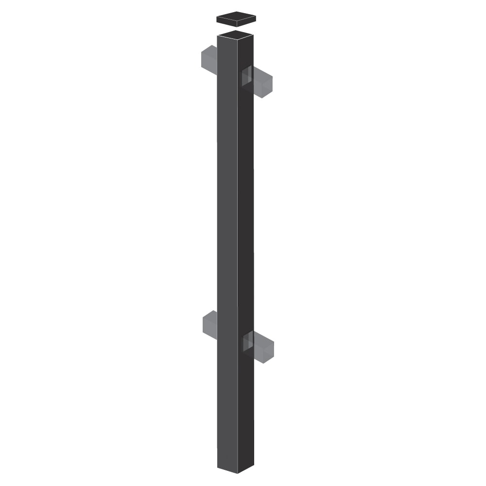 Freedom Easton 6-ft H x 2-in W Black Aluminum Spaced Picket Flat-top Decorative Line Fence Post