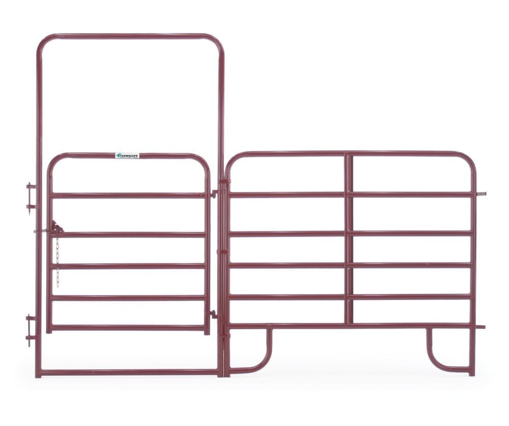 Tarter 8-ft H x 10-ft W Red E-coat Steel Containment Walk-thru Fence Gate