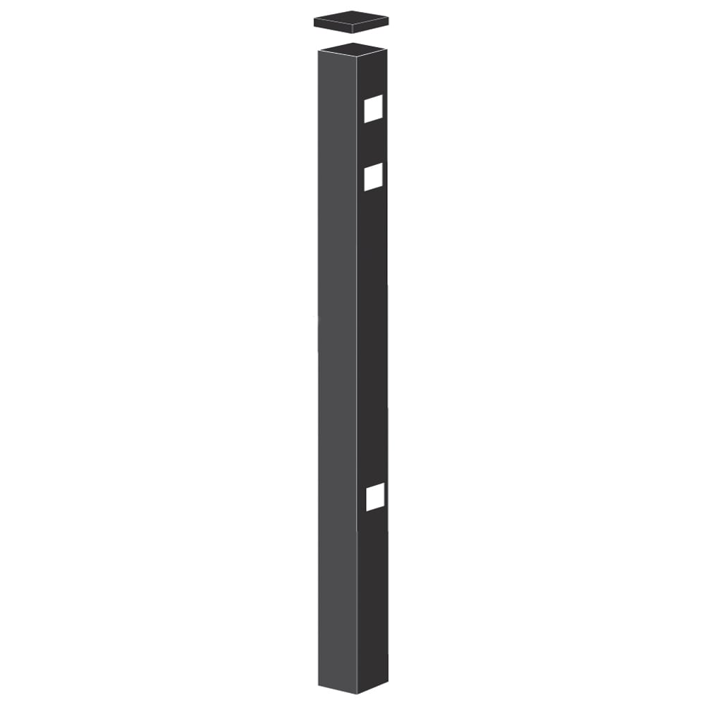 Freedom New Haven 5-ft H x 2-in W Black Aluminum Spaced Picket Flat-top Decorative End Fence Post