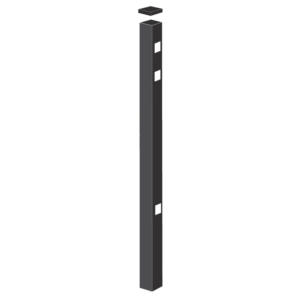 Freedom New Haven 5-ft H x 2-in W Black Aluminum Spaced Picket Dog Ear Decorative Gate Fence Post