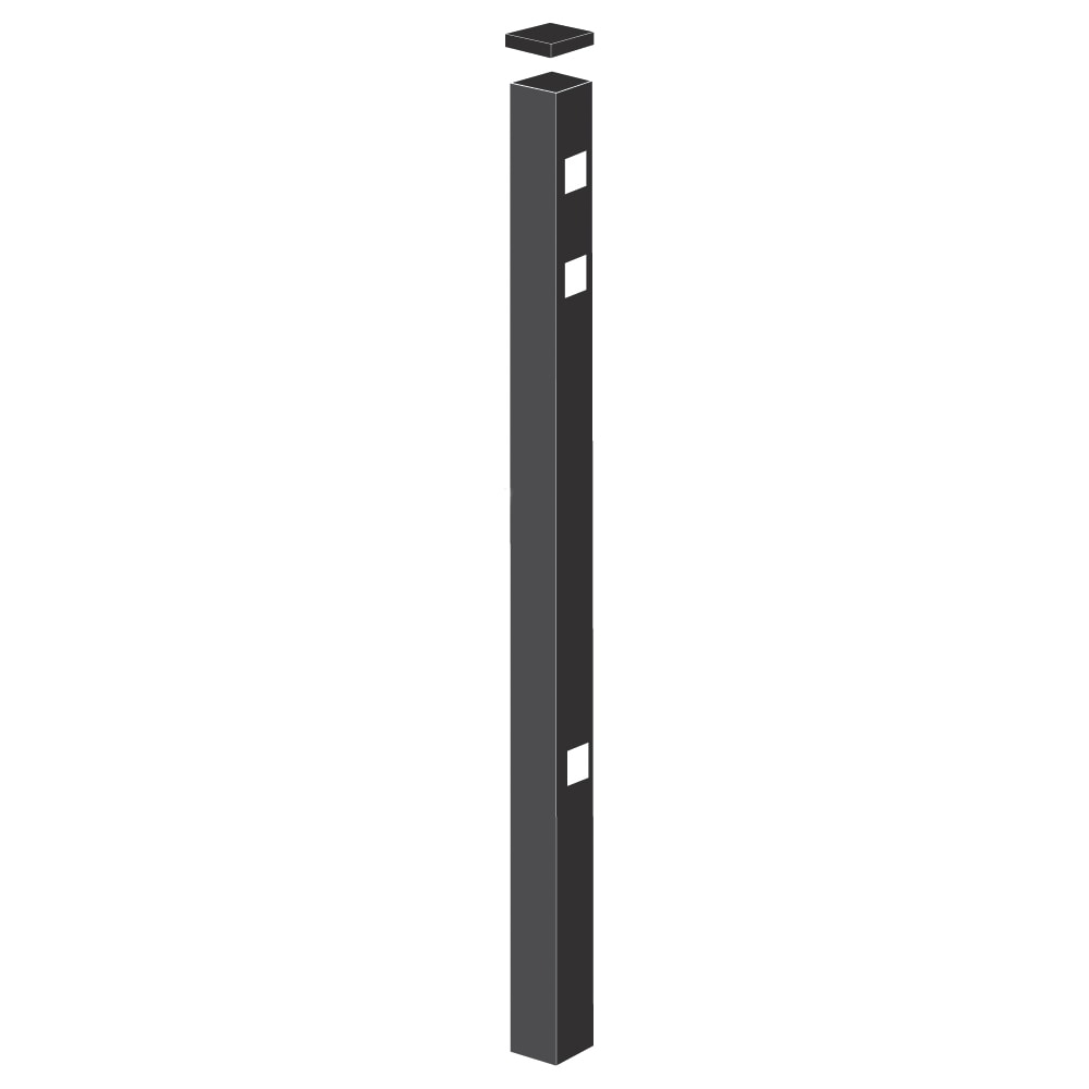 Freedom Concord/New Haven 7-ft H x 2-1/2-in W Black Aluminum Spaced Picket Flat-top Decorative Gate Fence Post