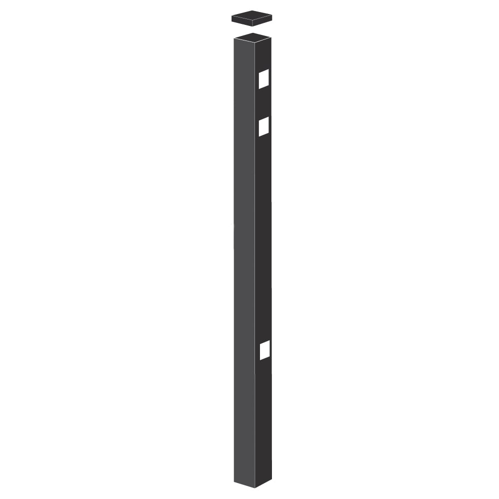 Freedom Concord/New Haven 7-ft H x 2-1/2-in W Black Aluminum Spaced Picket Flat-top Decorative End Fence Post