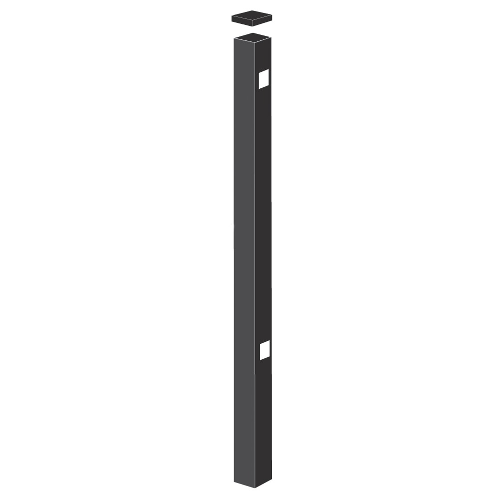 Freedom Easton 6-ft H x 2-1/2-in W Black Aluminum Spaced Picket Flat-top Decorative End Fence Post