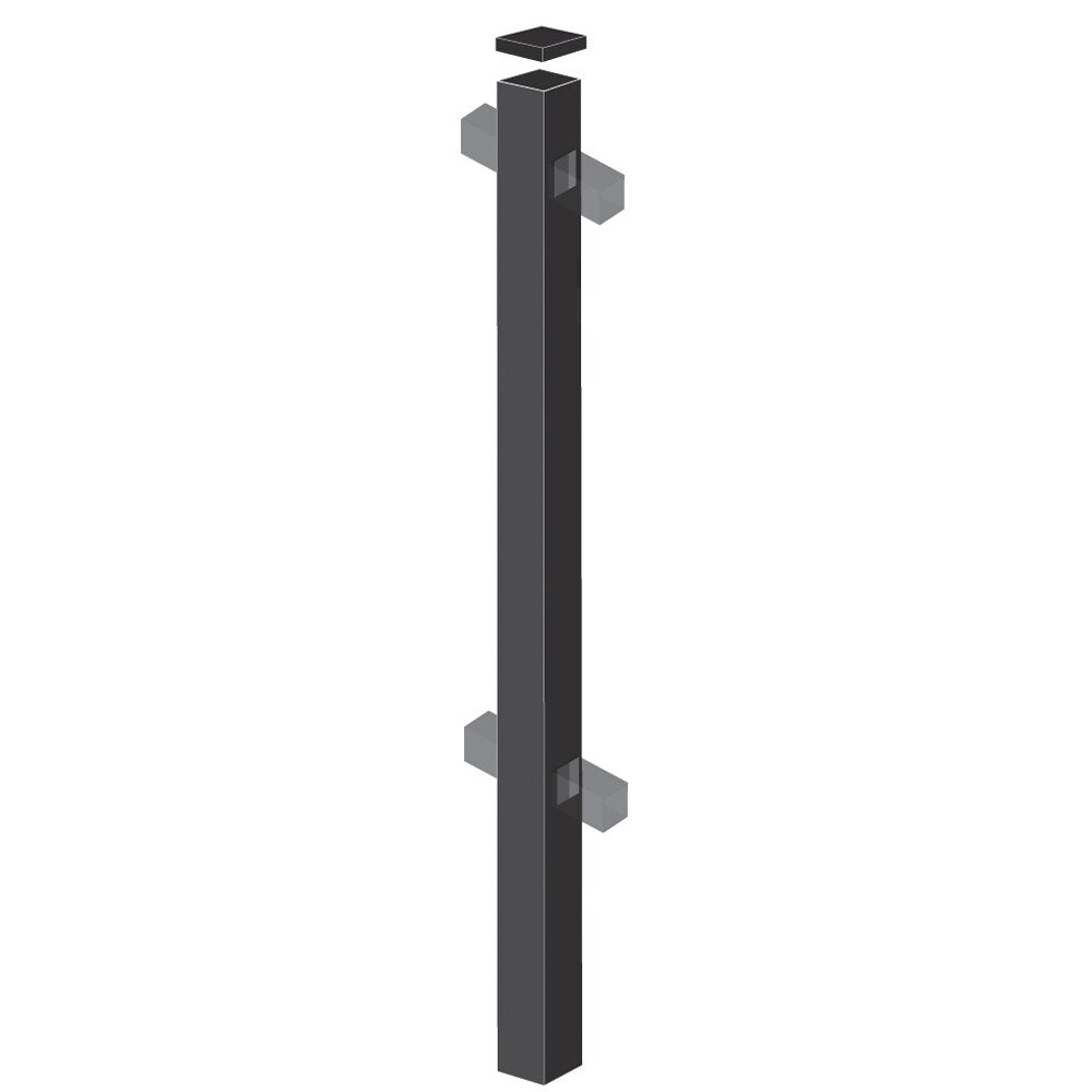Freedom Easton 6-ft H x 2-1/2-in W Black Aluminum Spaced Picket Flat-top Decorative Line Fence Post